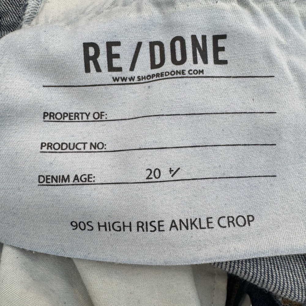 RE / DONE size 24 Mid‎ 90's High-Rise ankle crop stretch button fly Redone NWOT - Picture 12 of 12